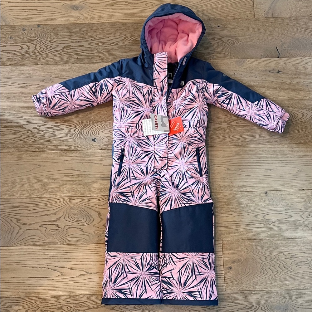 Pink and Navy Hooded Winter Coat